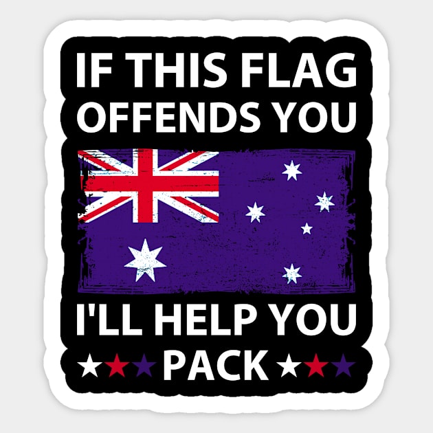 If This Flag Offends You I'll Help You Pack, Australia flag Sticker by loveshop